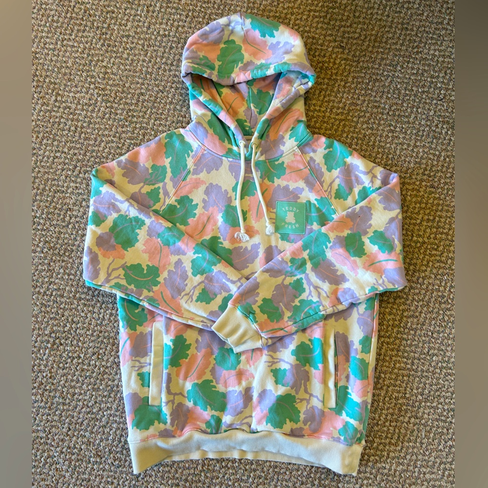 Teddy Fresh Cream Pastel Flowers Pullover Hoodie